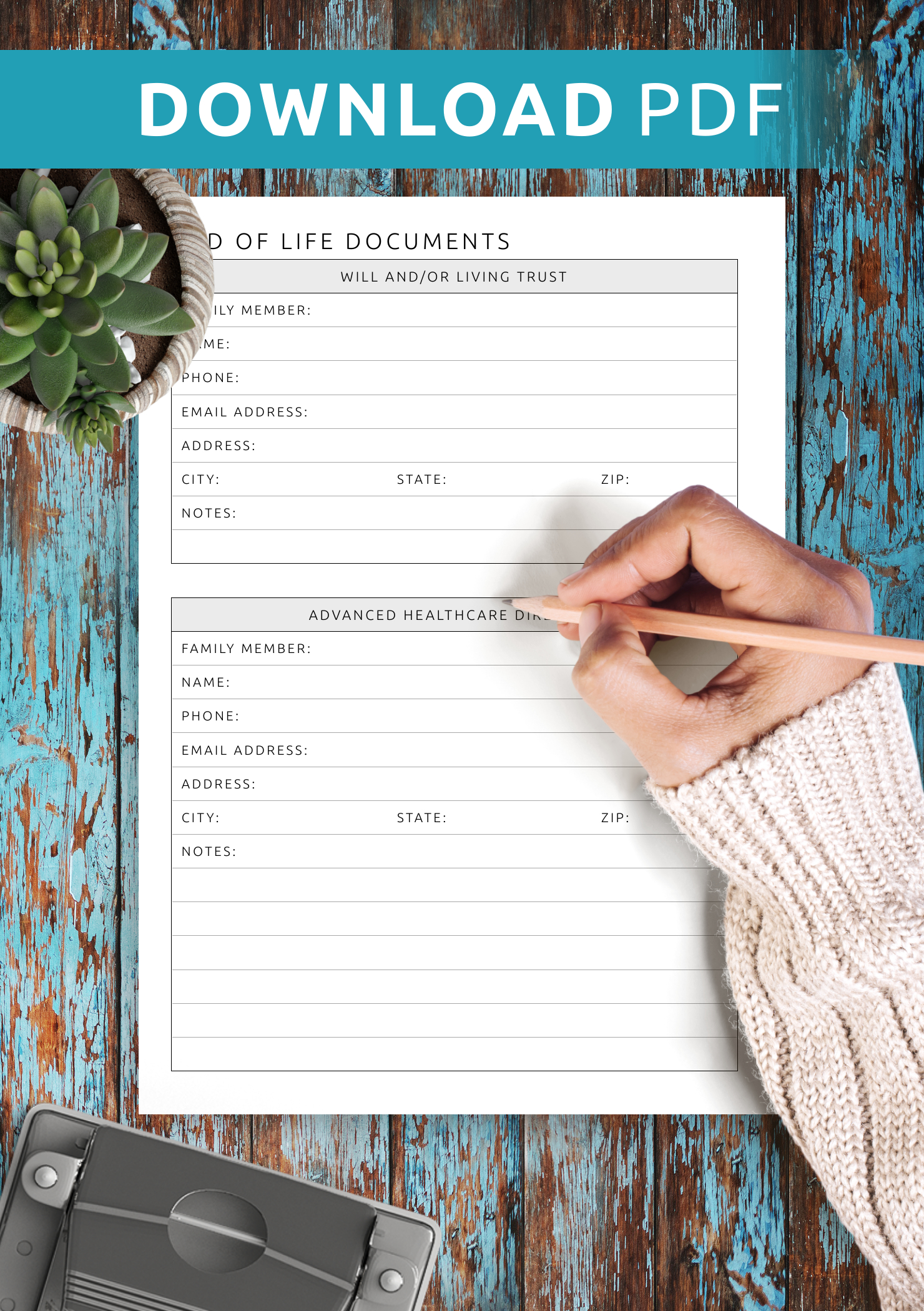 Download Printable End Of Life Documents Pdf inside Printable End Of Life Planning Worksheet