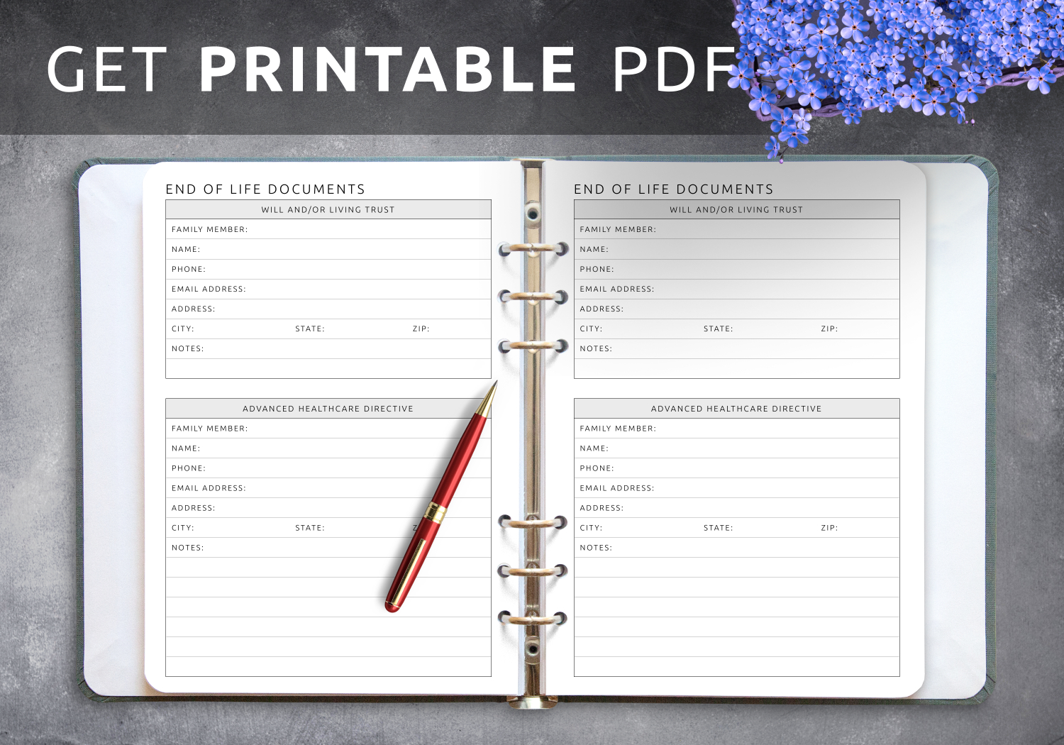 Download Printable End Of Life Documents Pdf within Printable End of Life Planning Worksheet
