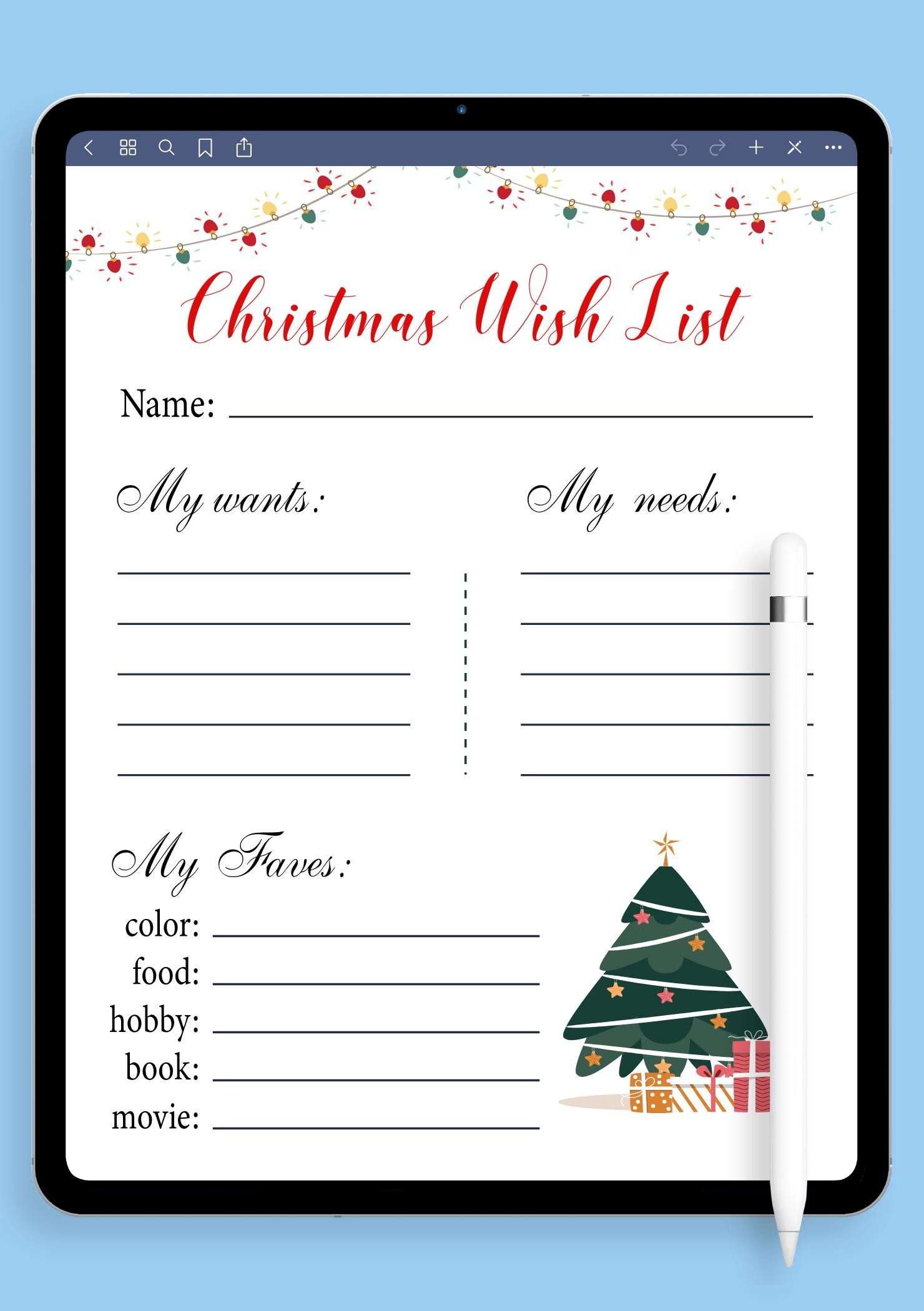Download Printable White Christmas Wish List Template Pdf throughout Free Printable Christmas Wish List For Adults