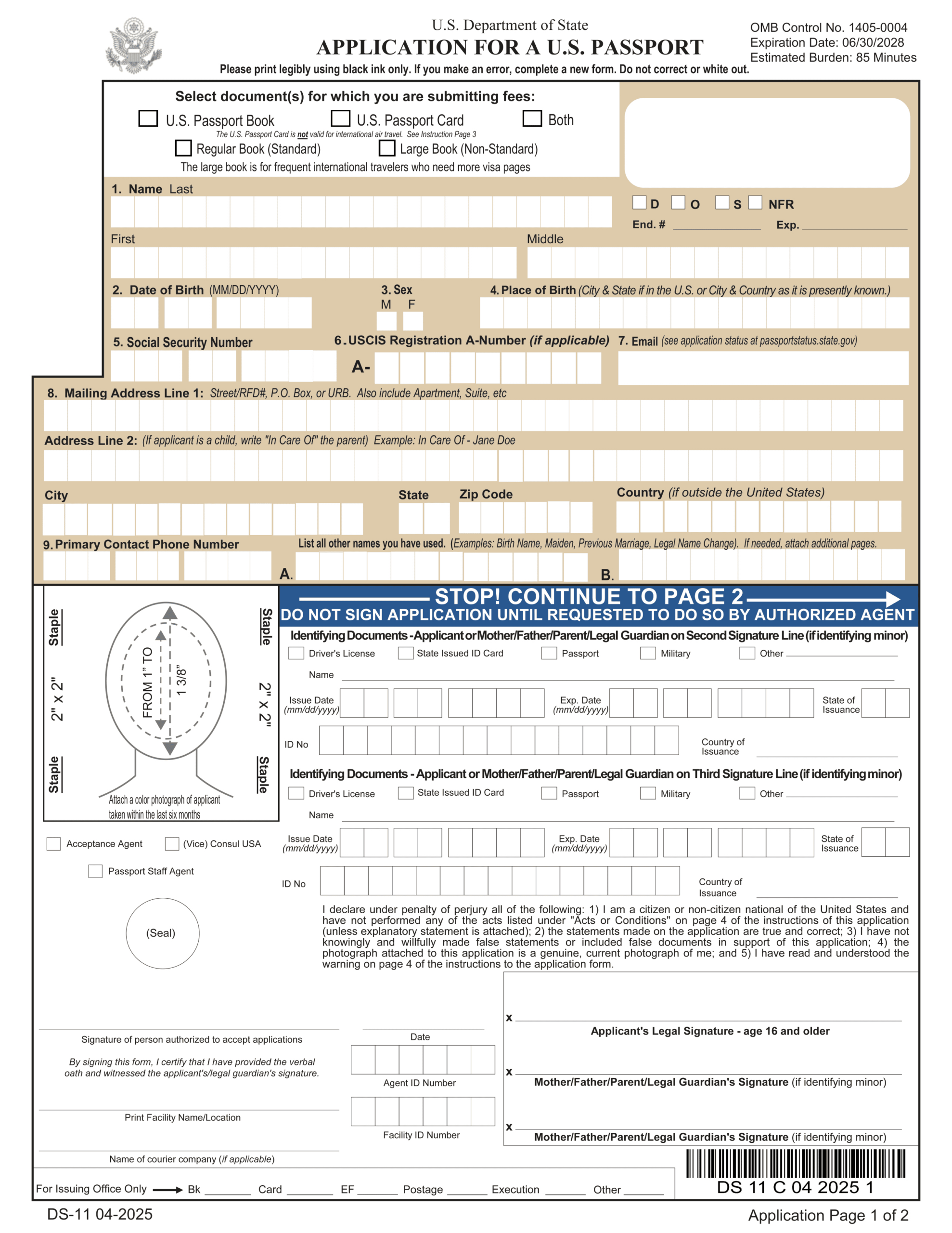 Ds-11 Passport Application Form 2024-2025 - Fill & Download - Pdf Guru in Printable Passport Renewal Application Form