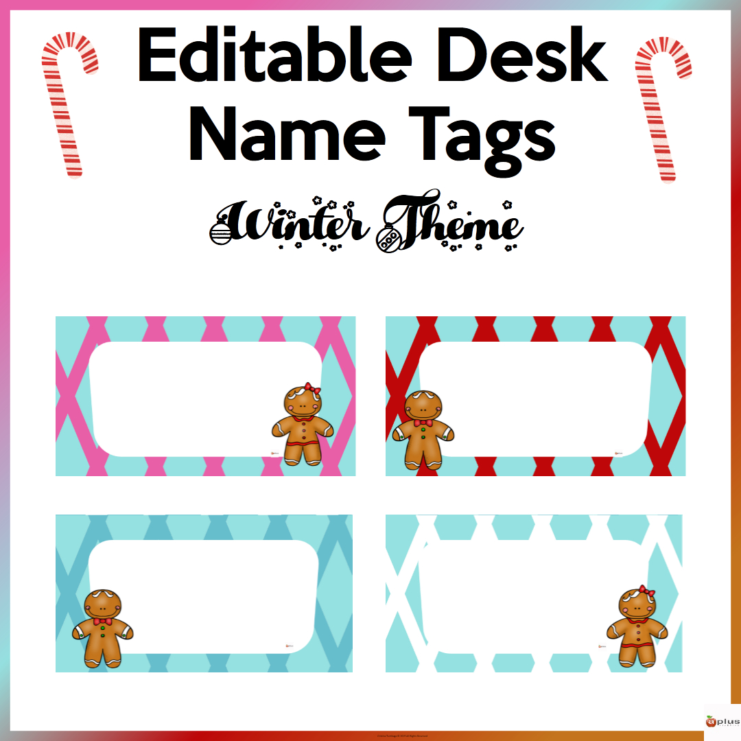 Editable Desk Name Tags Winter Theme | Madeteachers intended for Free Printable Winter Name Tags
