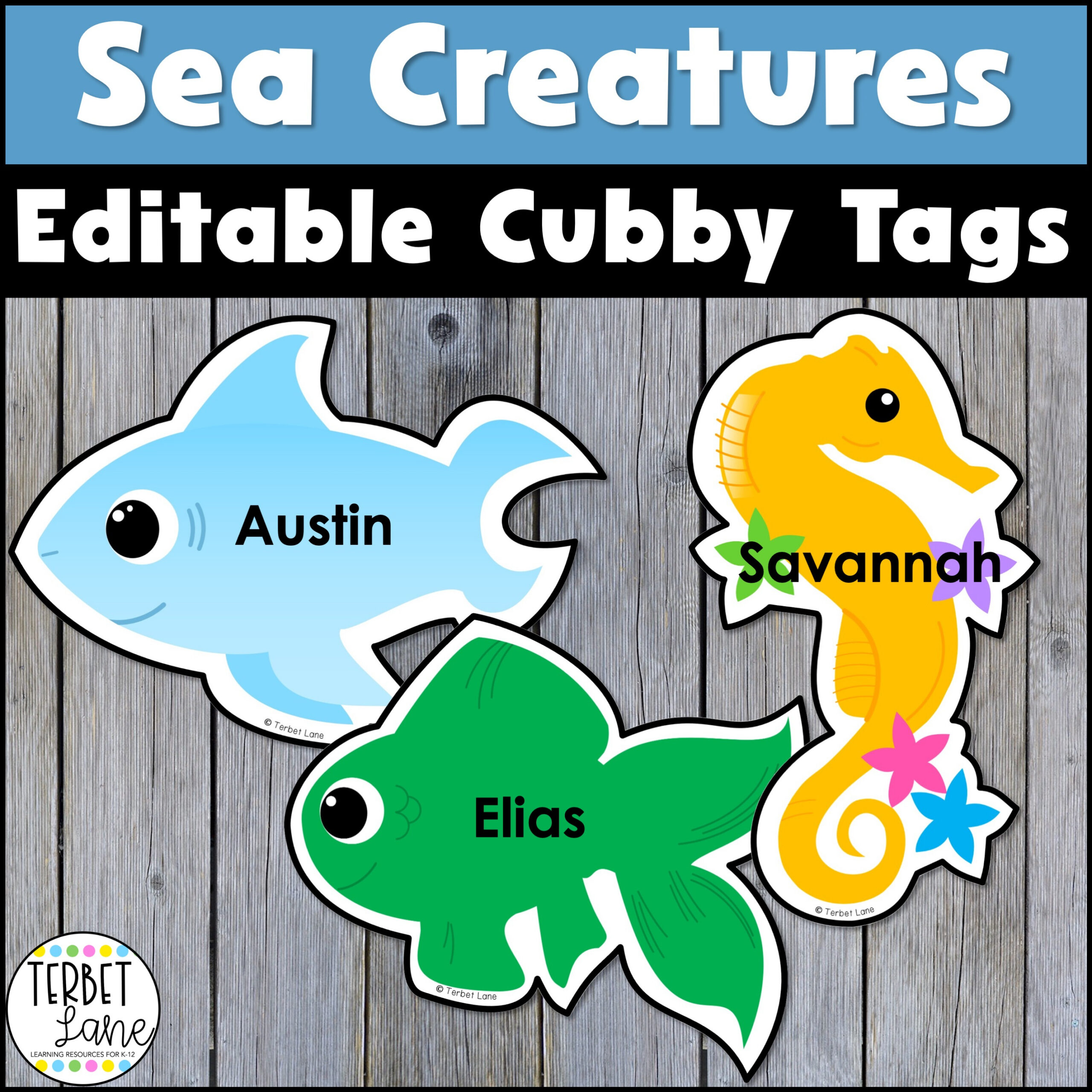 Editable Summer Ocean Themed Cubby Tags - Classful for Printable Summer Cubby Name Tags