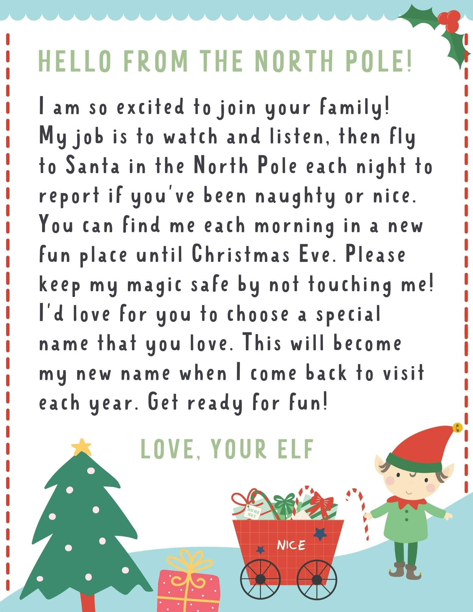 Elf On The Shelf Letter {4 Free Printables!} - Make Life Lovely with Free Printable Elf On Shelf Arrival Letter