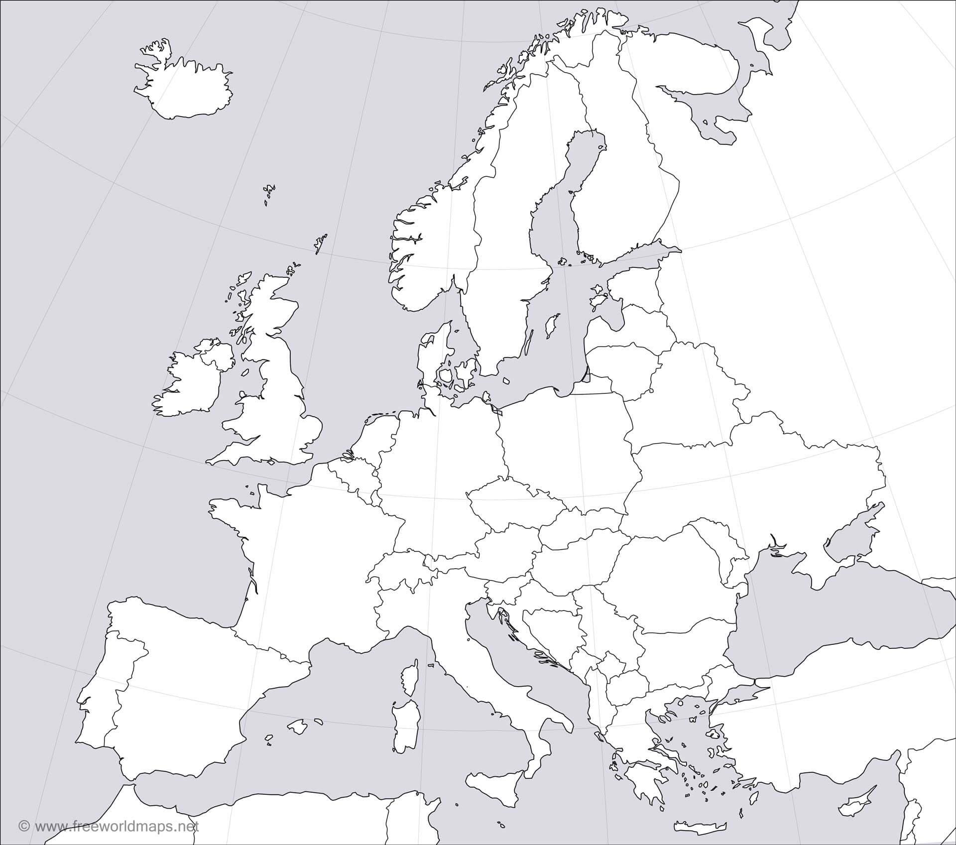 Europe Blank Map for Map Of Europe Blank Printable