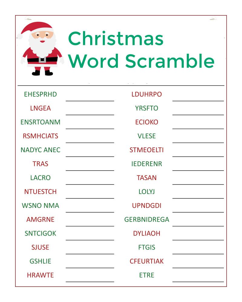 🎅🏼Santa'S Christmas Word Scramble Activity Page - Mama Likes This for Free Printable Christmas Word Scramble