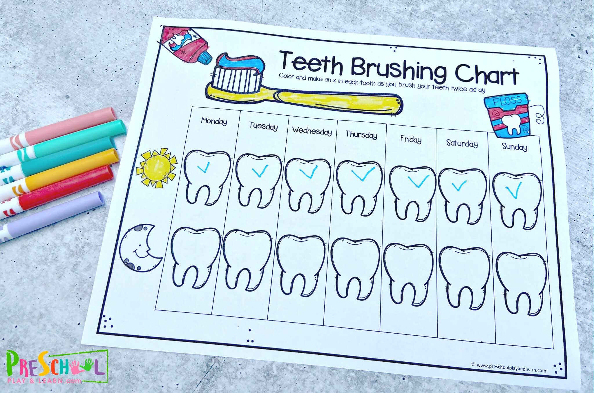 🦷 Free Printable Teeth Brushing Chart For Kids within Free Printable Tooth Brushing Chart