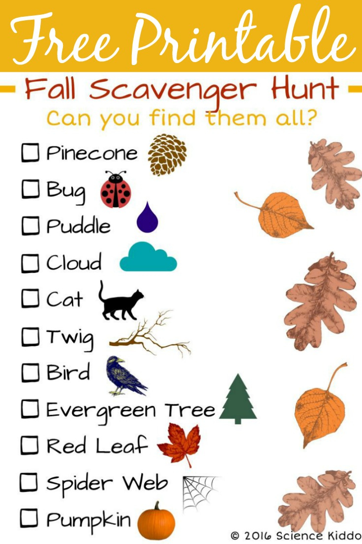Fall Nature Scavenger Hunt For Kids • The Science Kiddo with Fall Outdoor Scavenger Hunt Printable