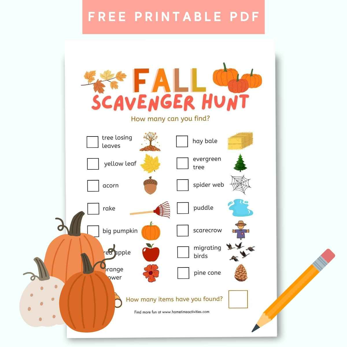Fall Scavenger Hunt For Kids - Free Printable Pdf in Fall Outdoor Scavenger Hunt Printable