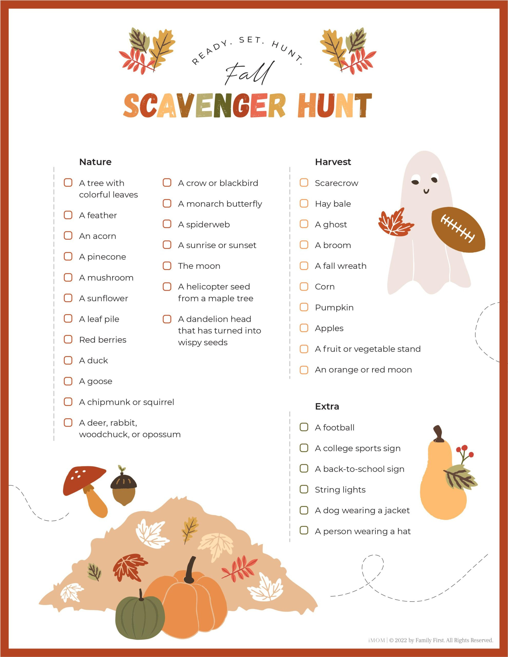 Fall Scavenger Hunt Printable For Kids - Imom in Fall Outdoor Scavenger Hunt Printable