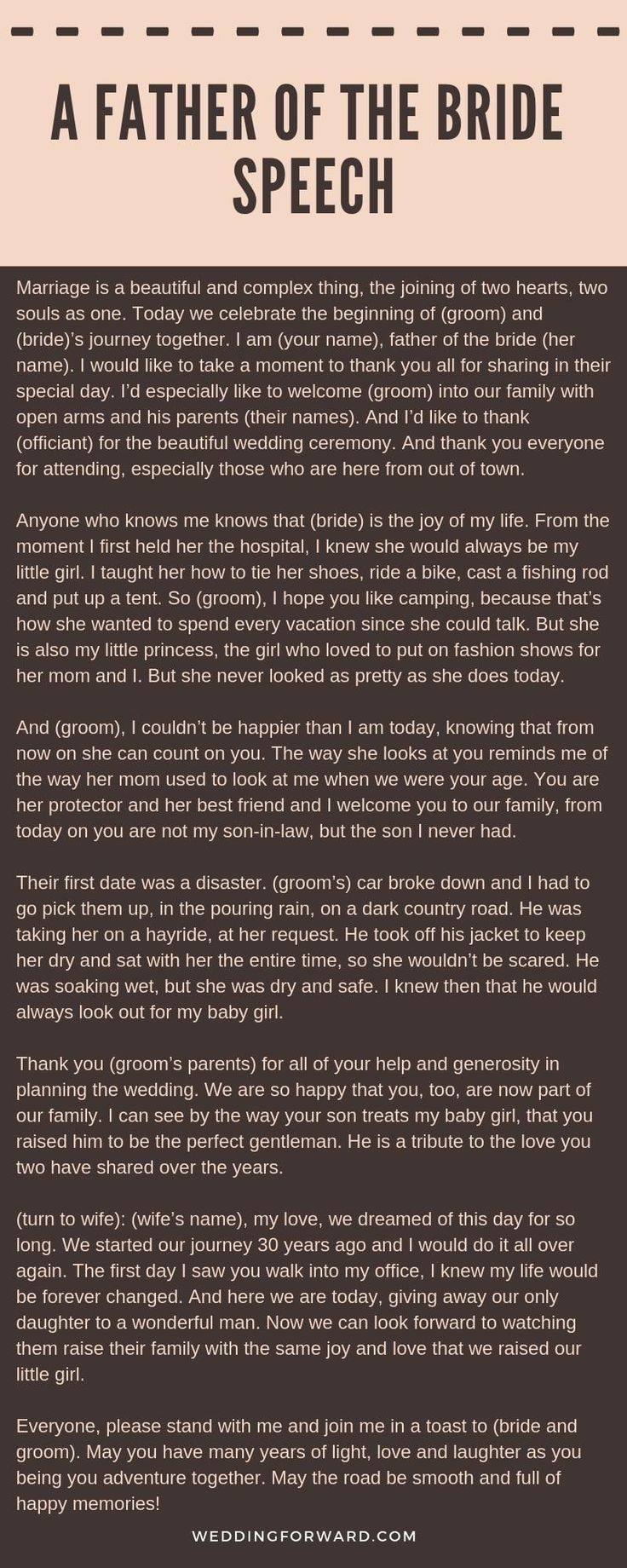 Father Of The Bride Speeches: Free Examples And Tips On Writing pertaining to Printable Father of the Bride Speeches