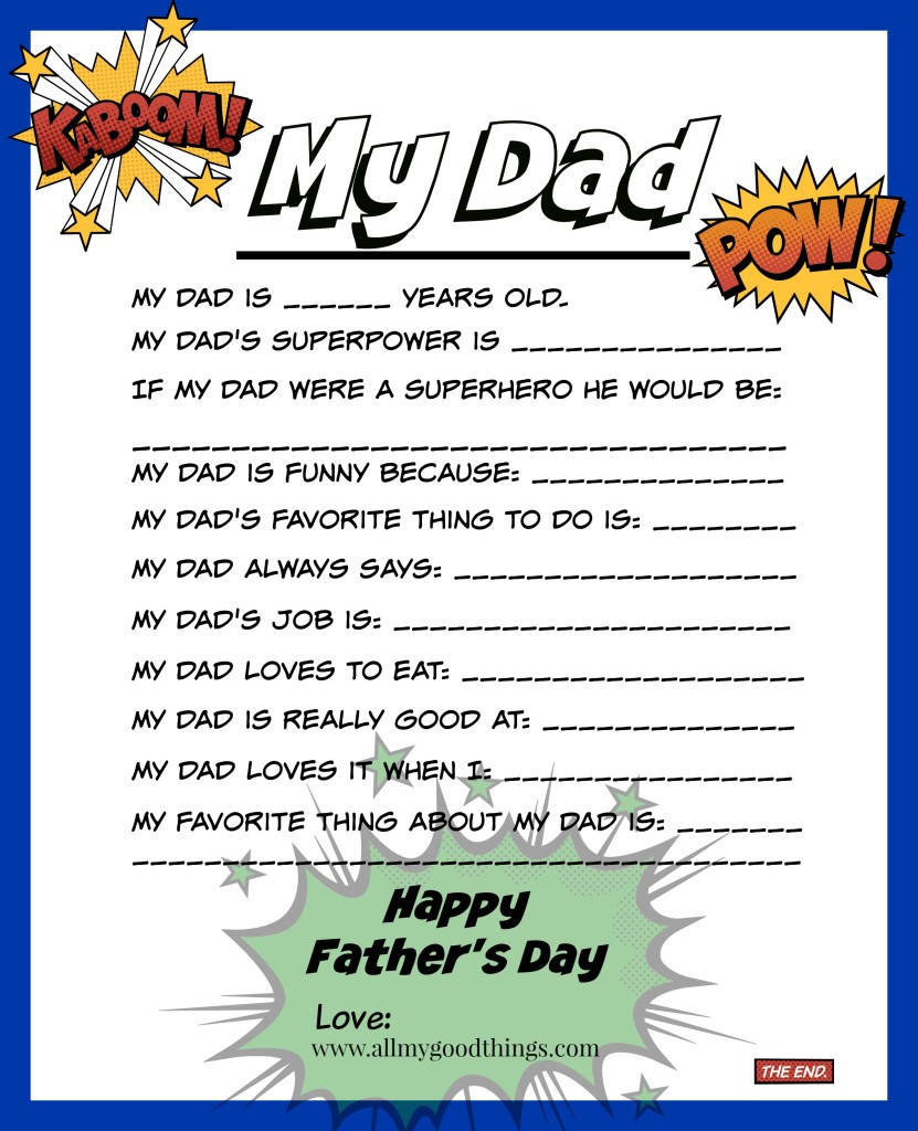 Fathers Day Questionnaire Free Printable - Printable Party Favors regarding Father'S Day Questions For Kids Printable