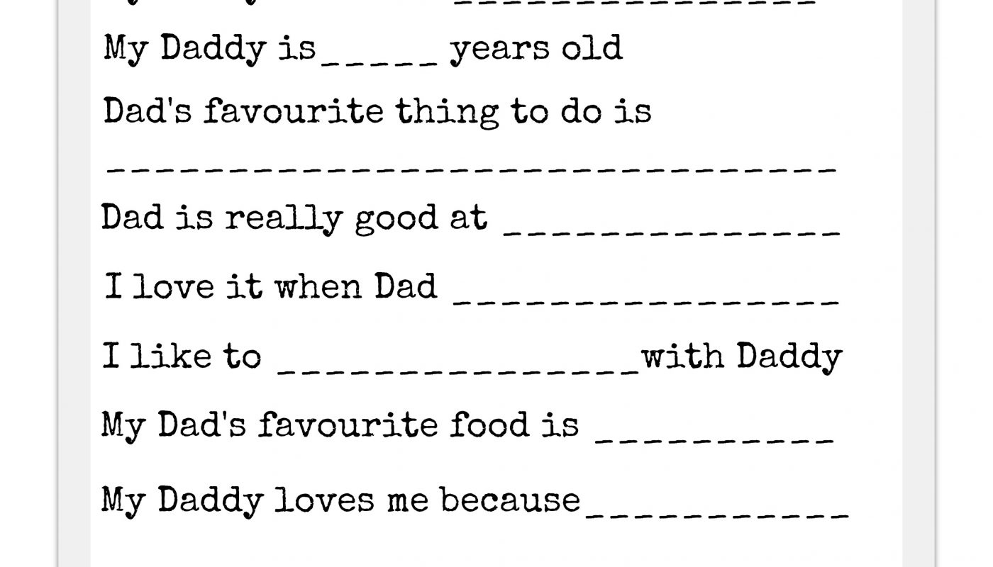 Father'S Day Questionnaire Gift Idea - Paging Fun Mums throughout Father'S Day Questions For Kids Printable