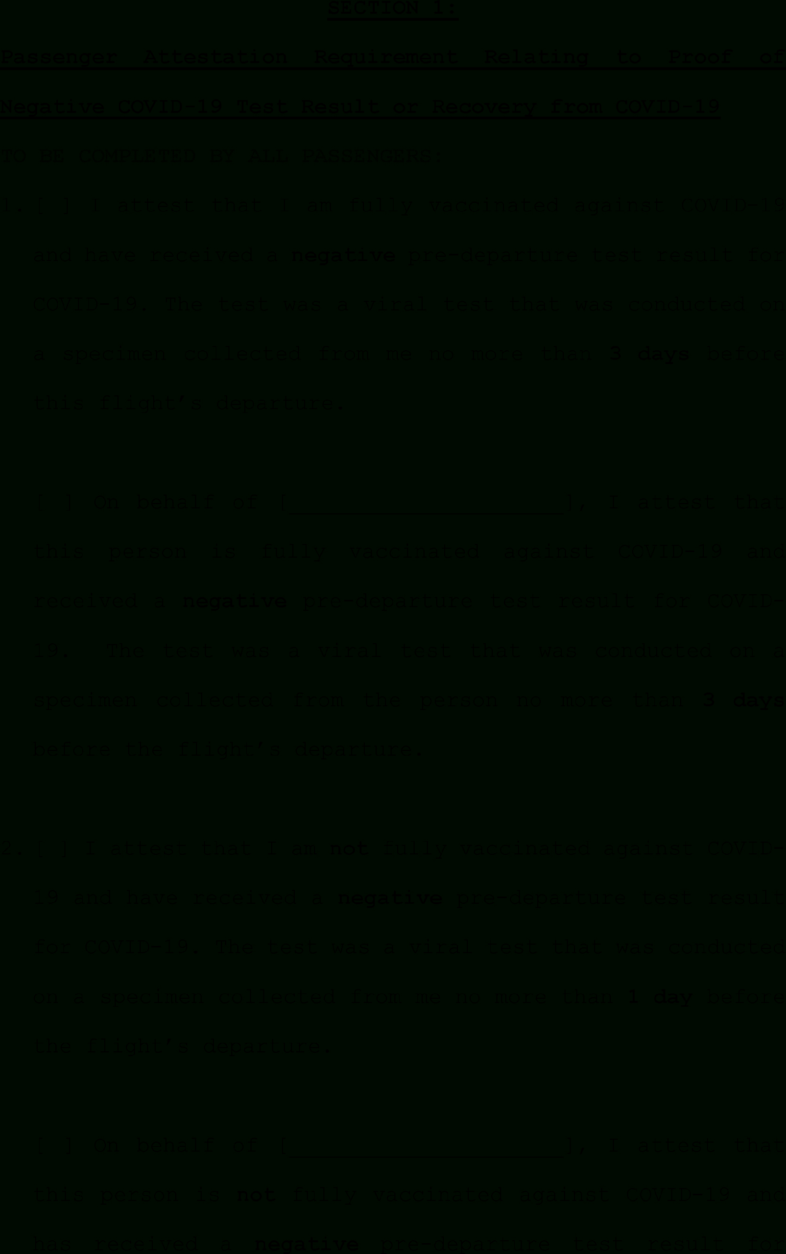 Federal Register :: Requirement For Negative Pre-Departure Covid for Printable Negative Covid Test Results