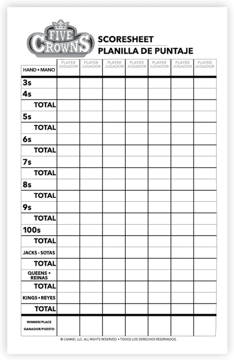 Five Crowns Scorepad – 130 Page Replacement Score Sheet, Card Game with regard to Five Crowns Score Sheet Printable