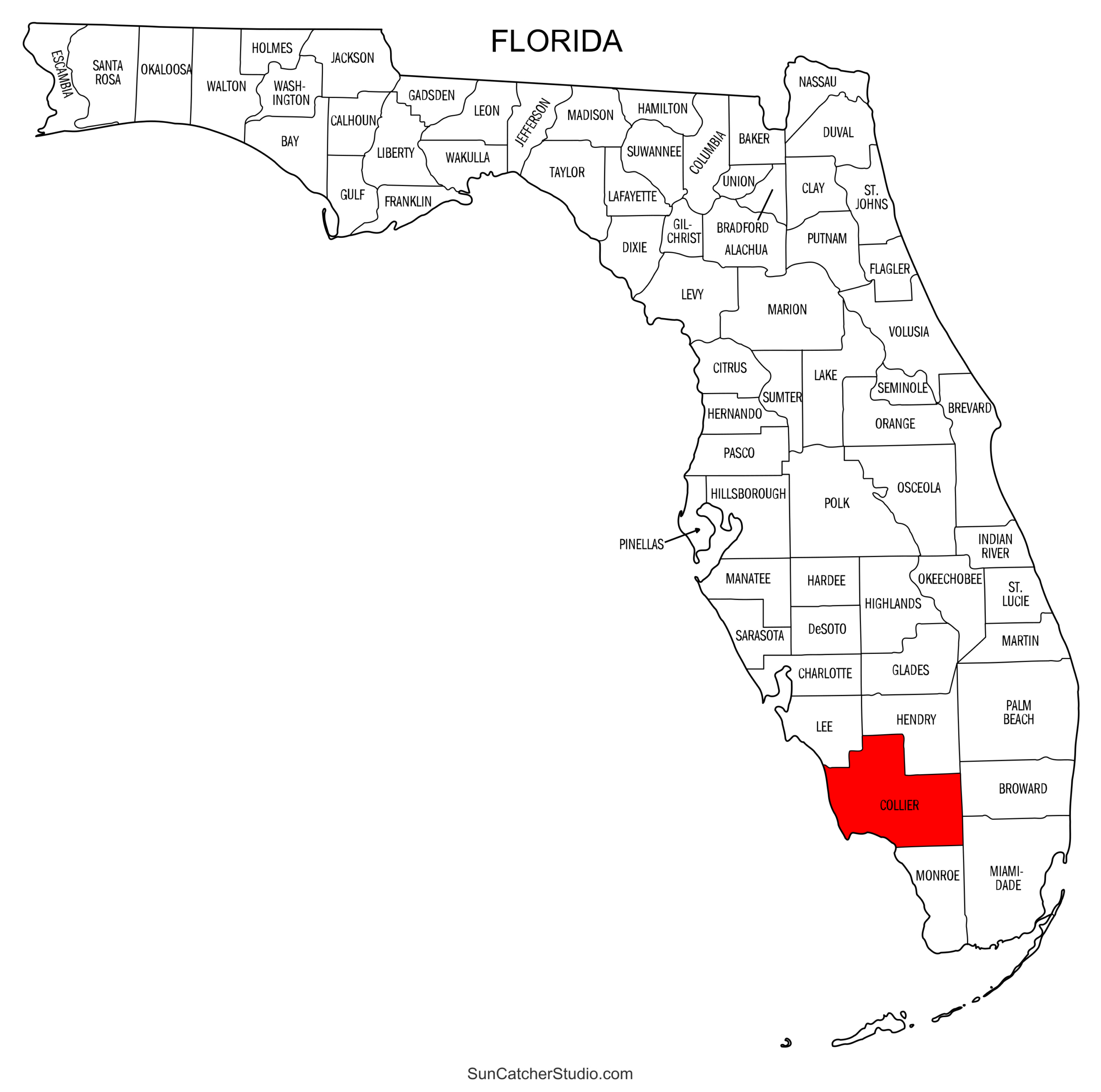Florida County Map (Printable State Map With County Lines) – Free intended for Map of Counties in Florida Printable