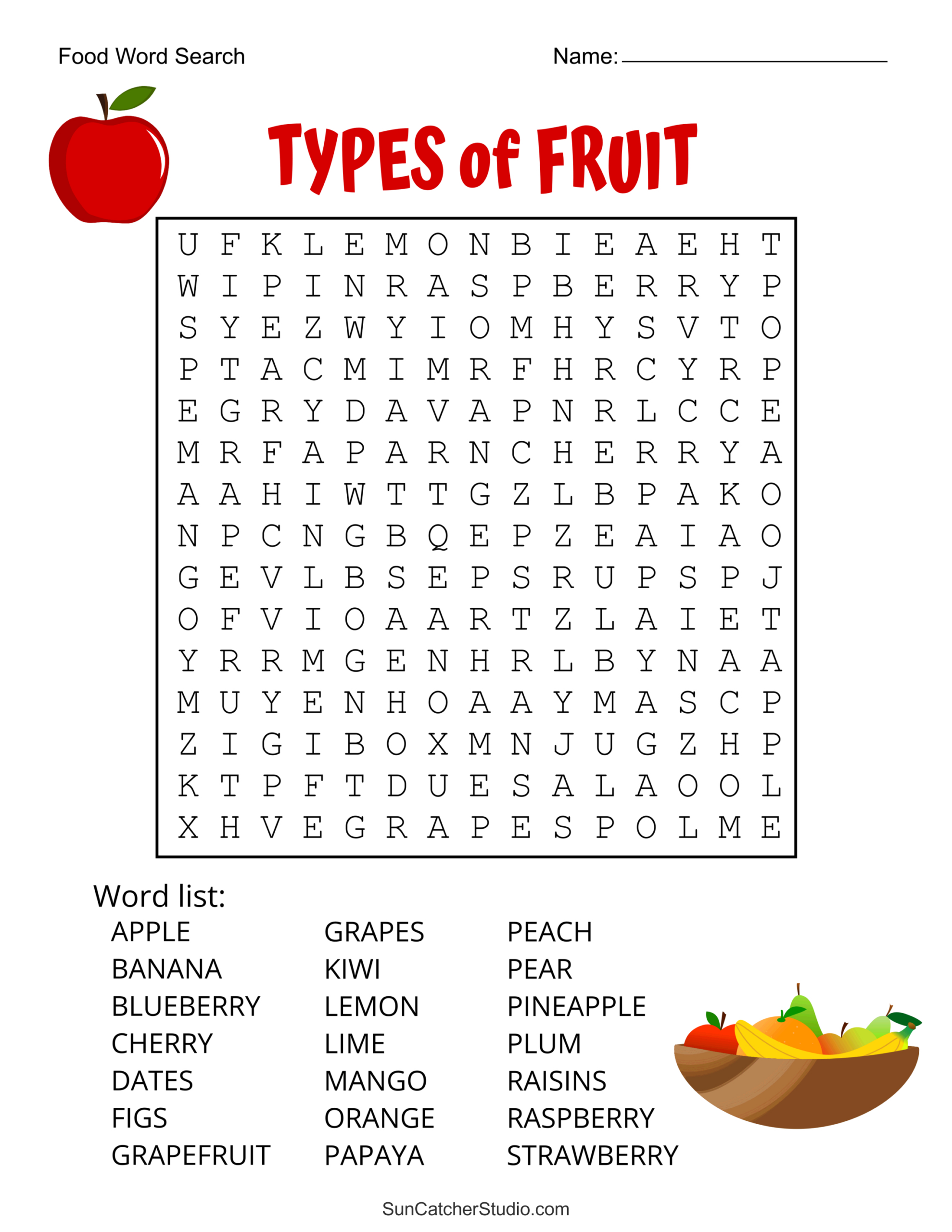 Food Word Search (Free Printable Puzzles) – Free Printables in Word Searches For Kids Printable