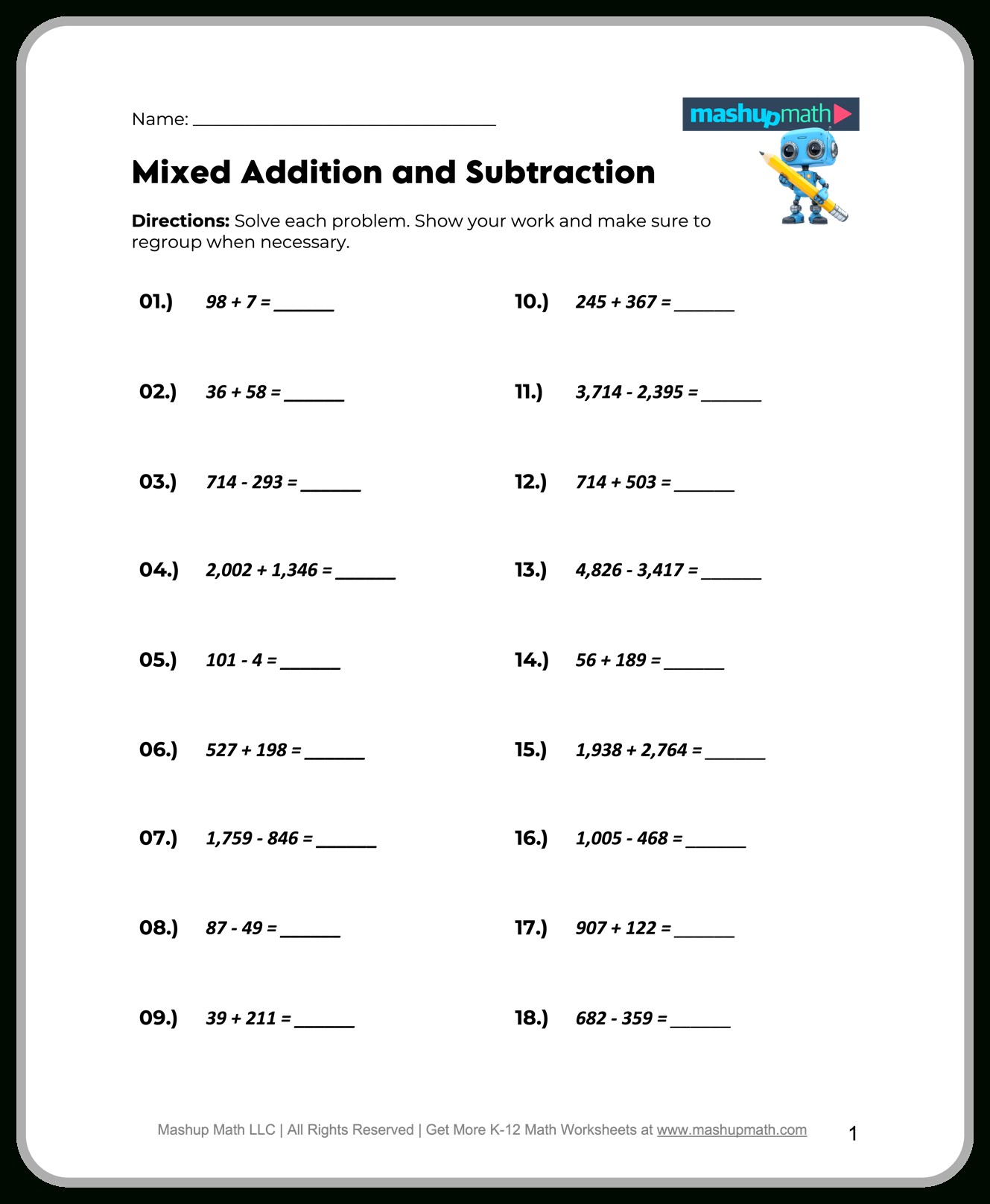 Free 4Th Grade Math Worksheets—Printable — Mashup Math for Printable 4th Grade Math Sheets