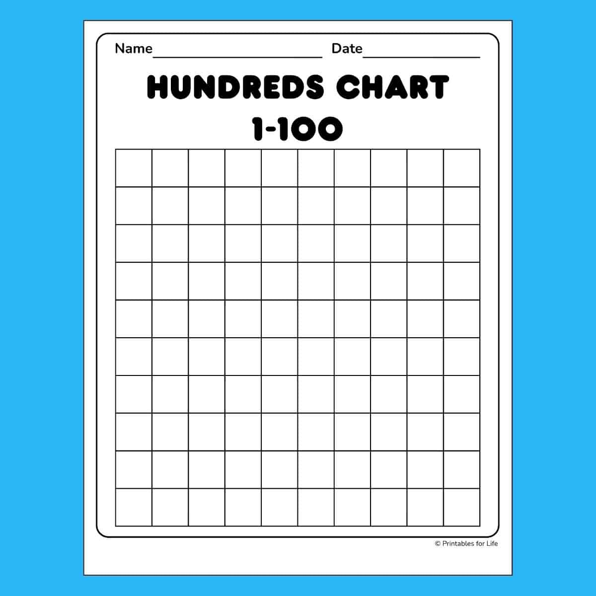 Free Blank Hundreds Chart Printable Pdf with regard to Free Printable 100 Chart Blank