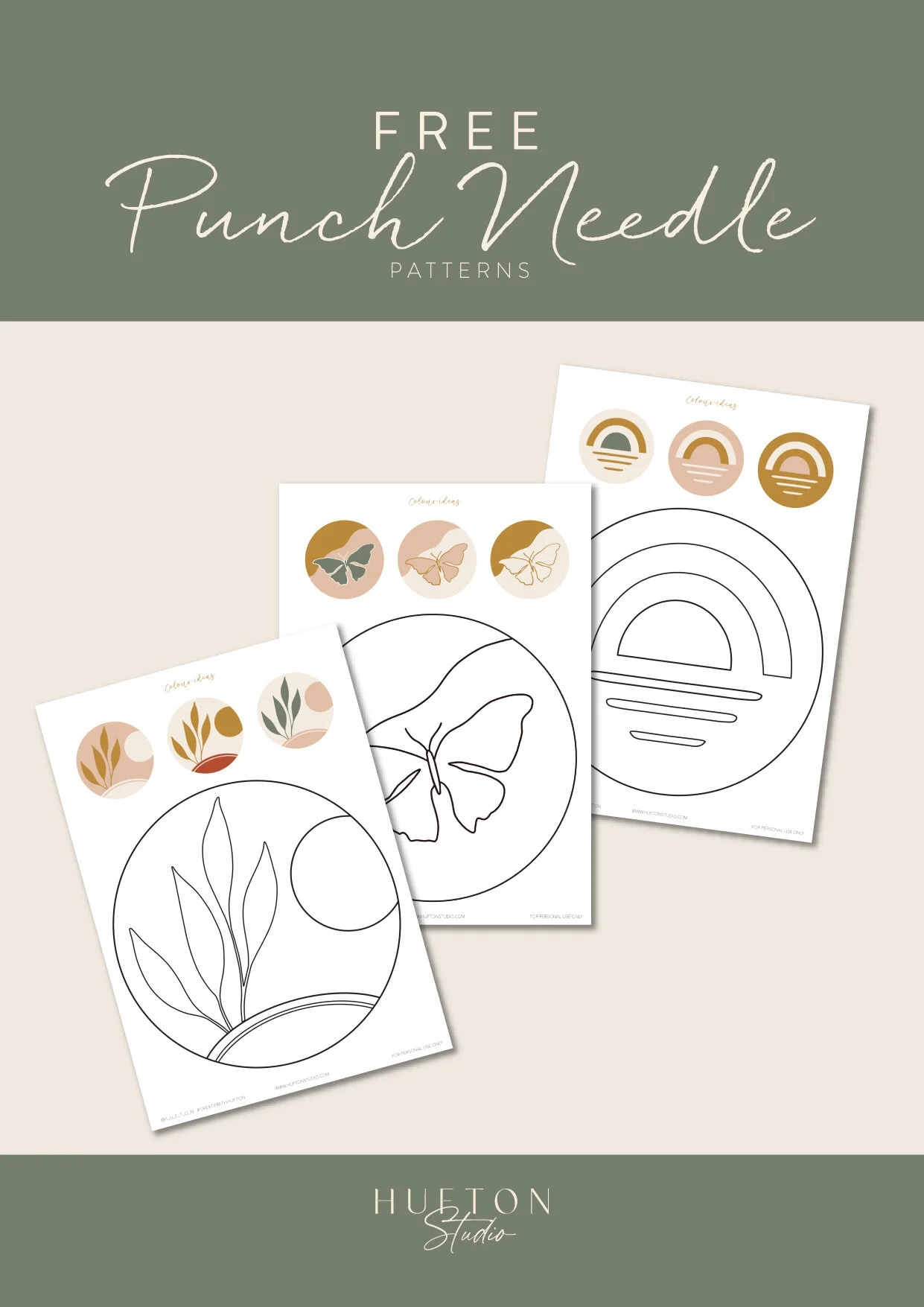 Free Boho Punch Needle Patterns — Hufton Studio regarding Printable Free Punch Needle Patterns For Beginners