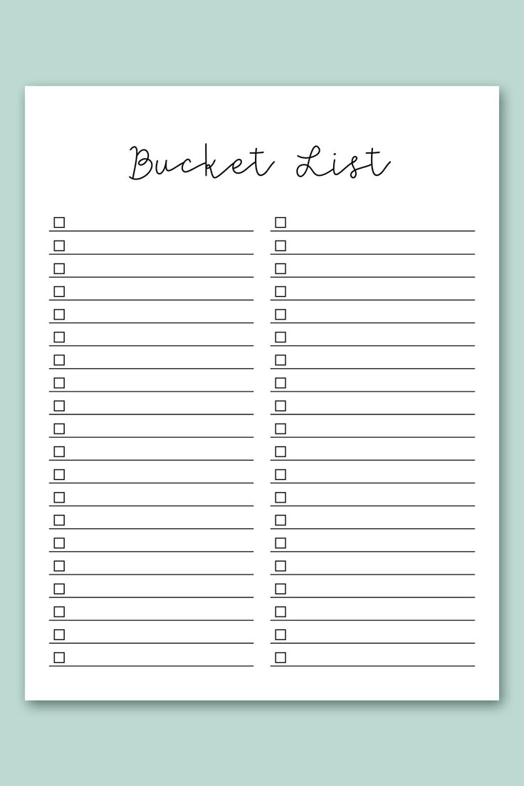 Free Bucket List Printable Templates (Summer, Travel, Etc) for Printable Summer Bucket List Template