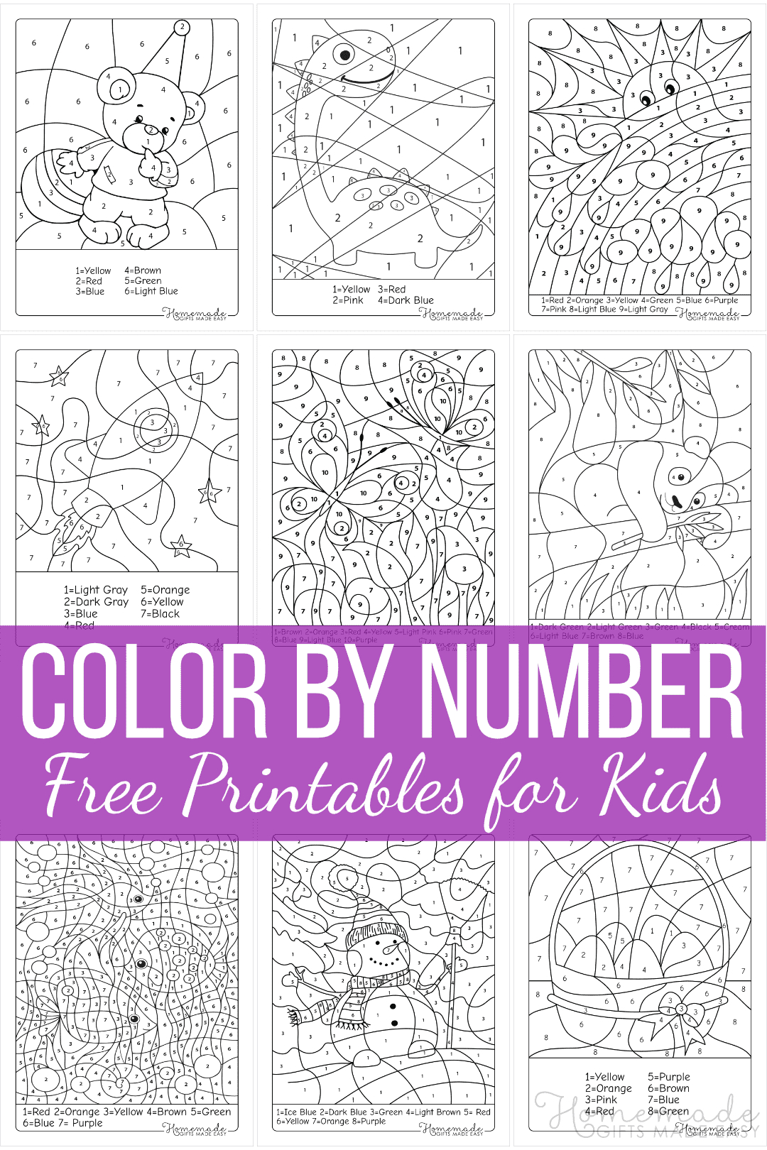 Free Colornumber Printables For Kids for Paint By Numbers Printable Free Download