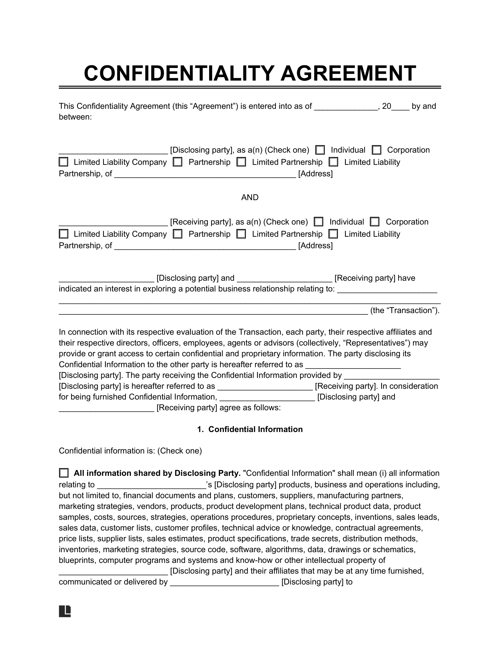 Free Confidentiality Agreement Template | Pdf & Word with regard to Pdf Free Printable Confidentiality Agreement Form