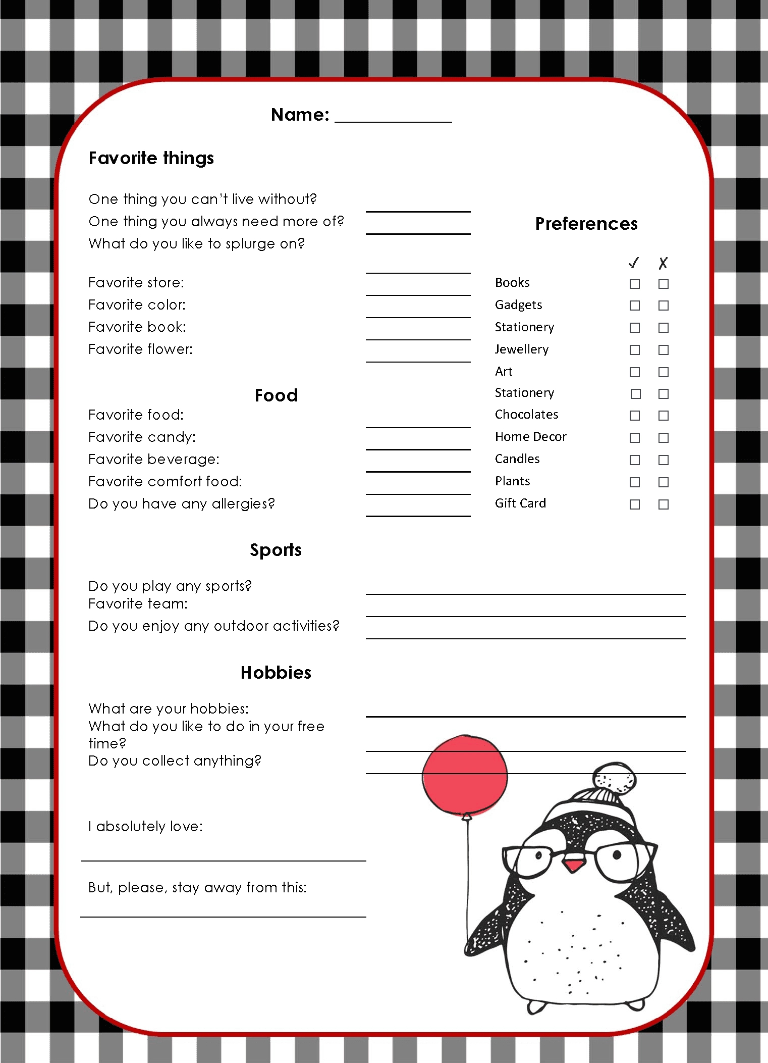 Free Editable Secret Santa Form Template regarding Secret Santa Questionnaire Printable