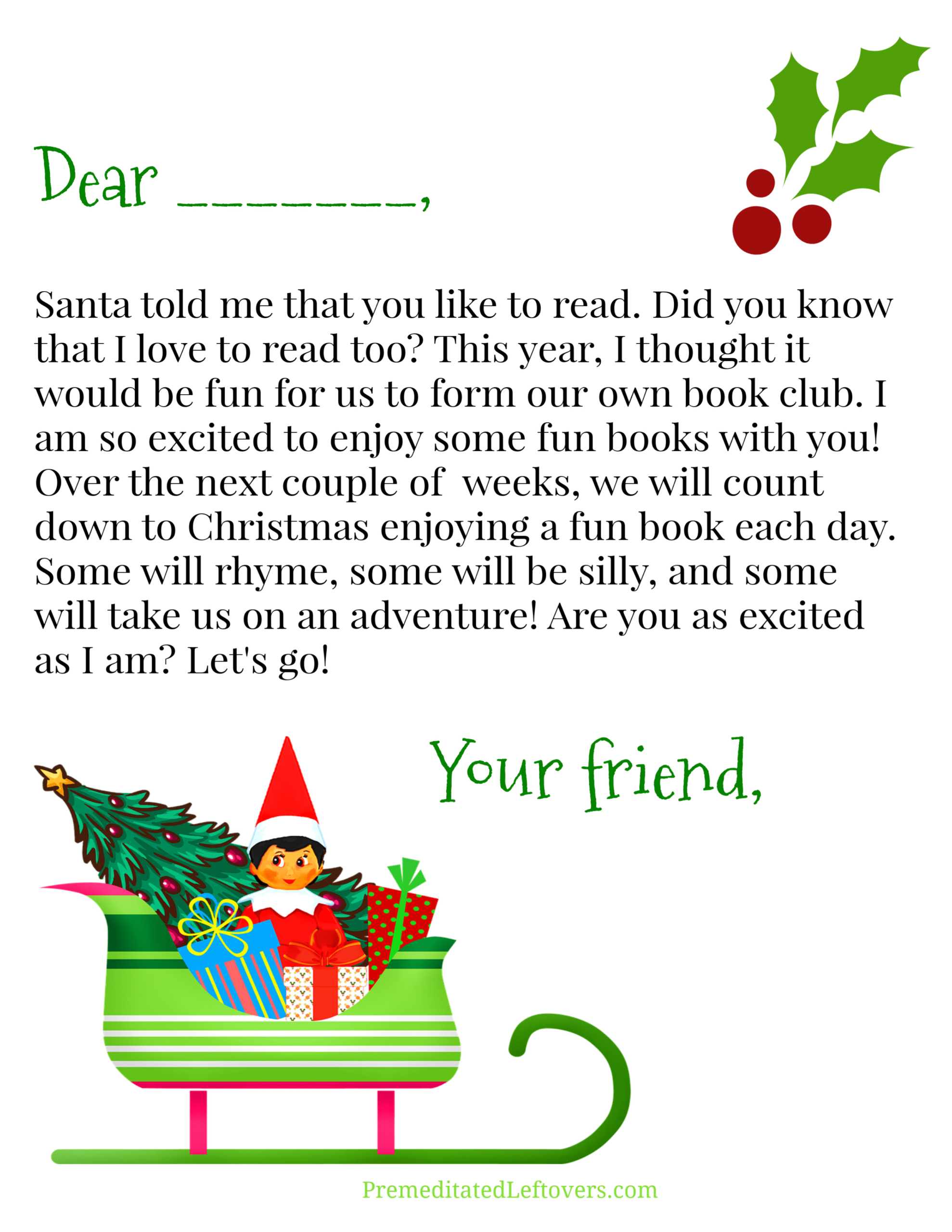 Free Elf On The Shelf Printables - Premeditated Leftovers™ regarding Printable Elf on Shelf Letter