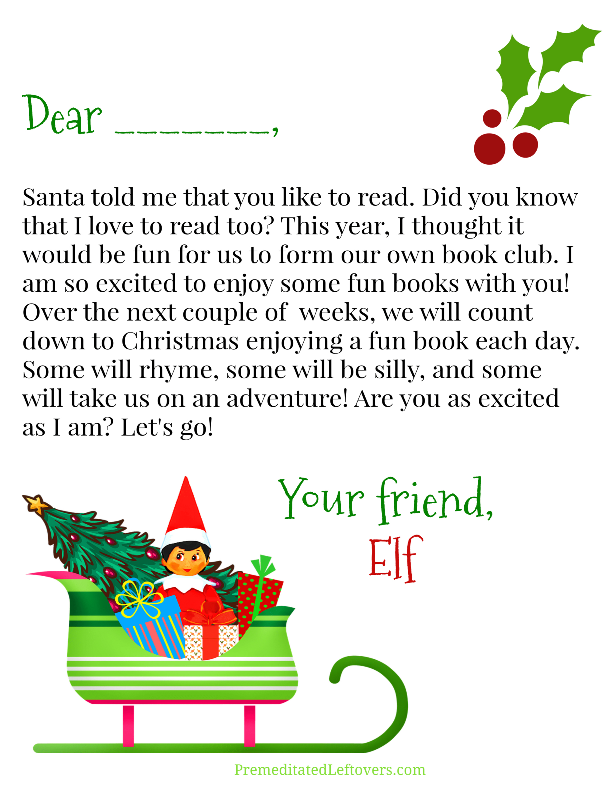 Free Elf On The Shelf Printables - Premeditated Leftovers™ with regard to Free Printable Elf On The Shelf Goodbye Letters