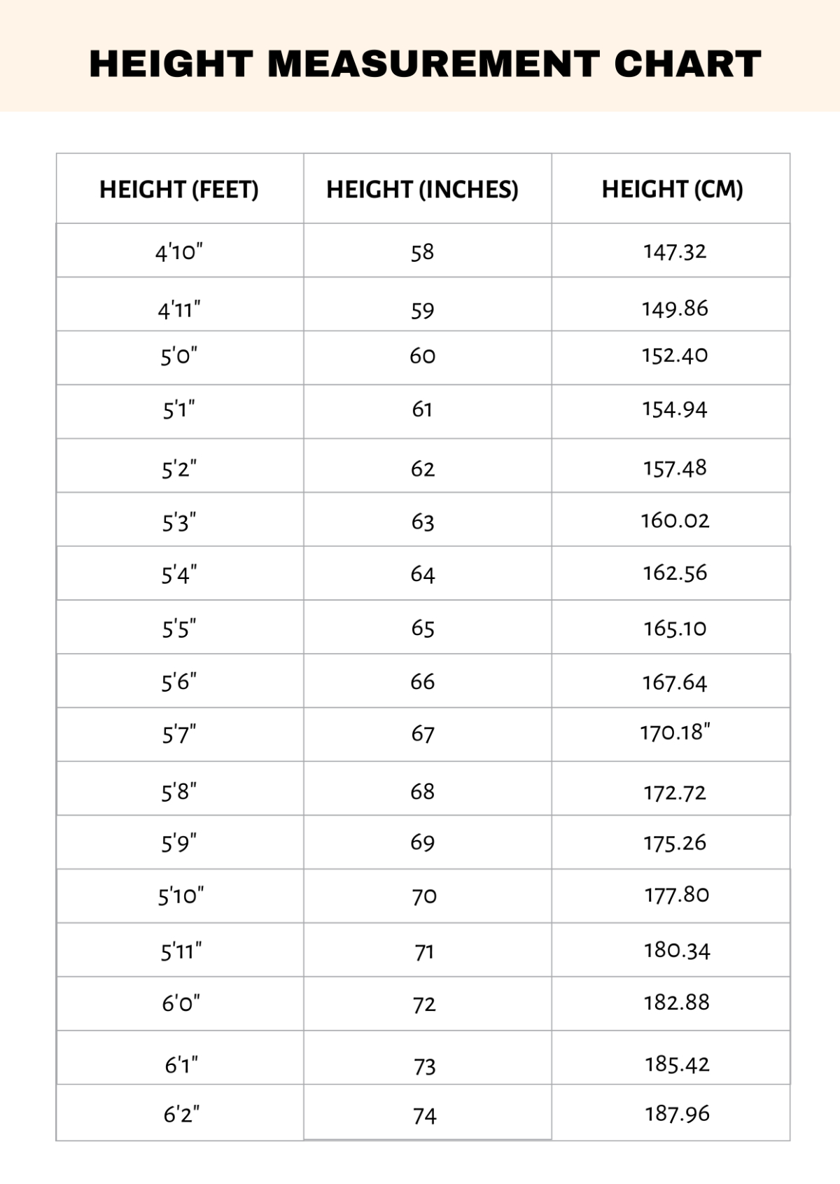Free Height Chart Templates, Editable And Printable within Printable Height Measurement Chart For Adults