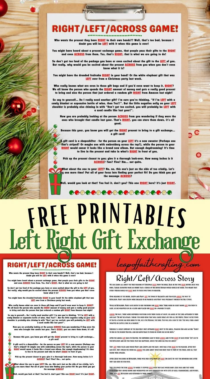 Free Left Right Across Christmas Game Printable (2 Options!) throughout Free Printable Christmas Left Right Game