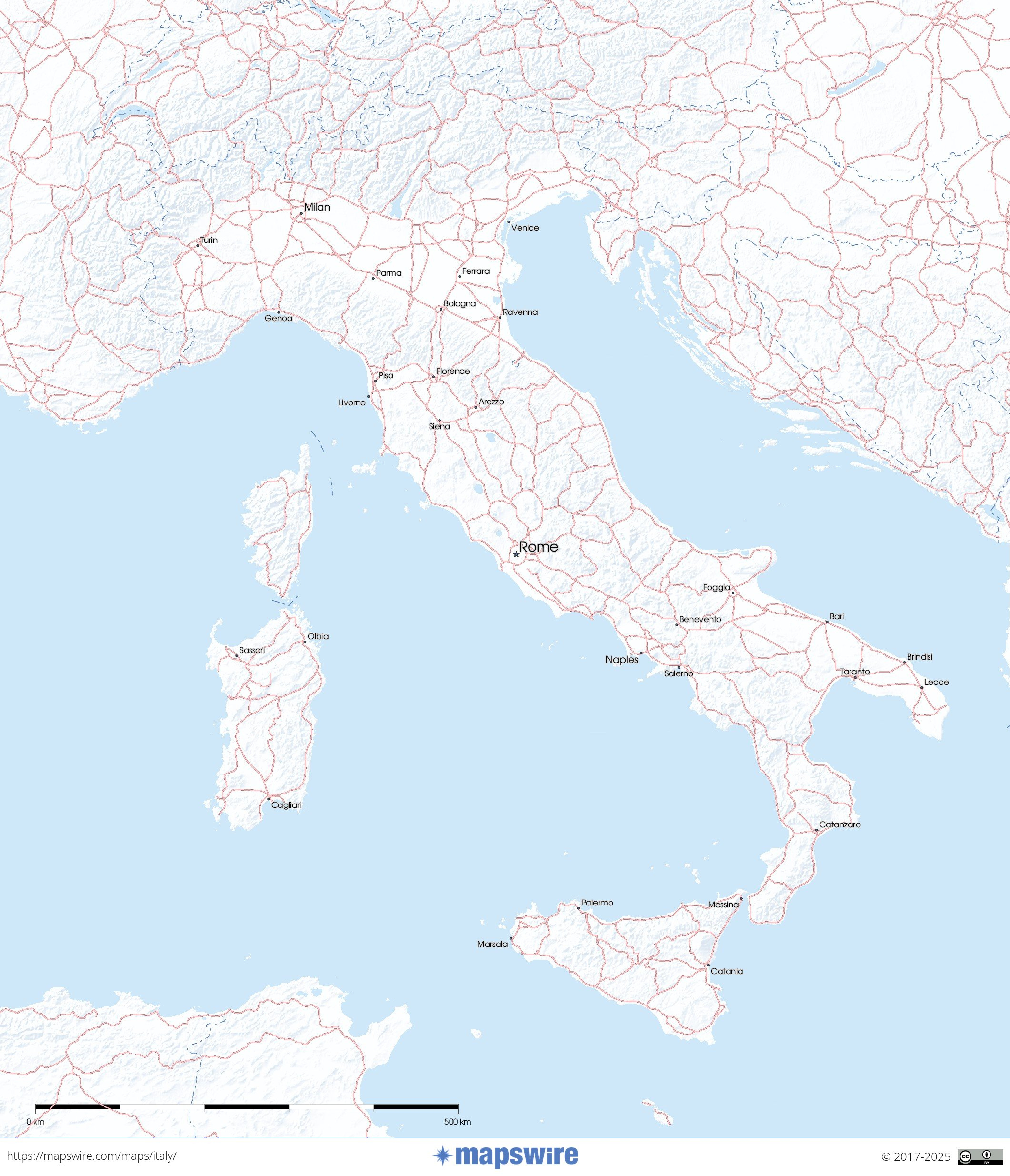 Free Maps Of Italy | Mapswire throughout Printable Map Of Italy Free