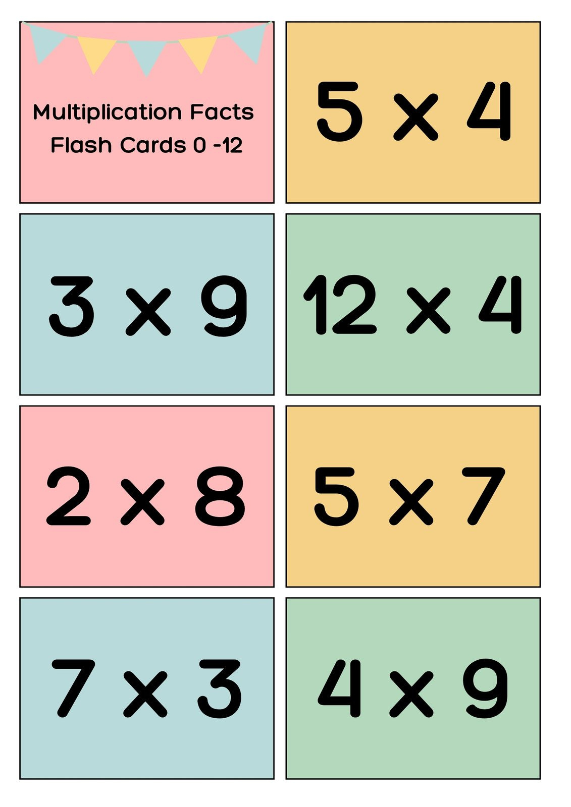 Free Math Flashcard Templates To Edit And Print | Canva in Printable Free Multiplication Flash Cards