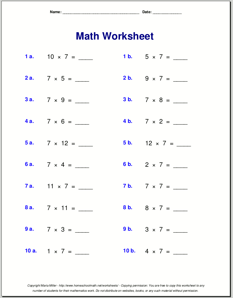 Free Math Worksheets in Printable 7Th Grade Math Worksheets