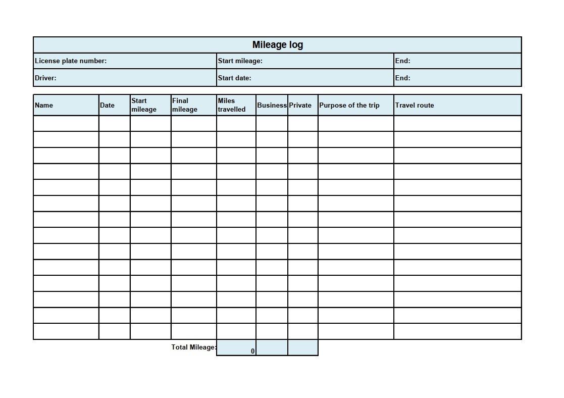 Free Mileage Log Template Download - Ionos Uk with regard to Pdf Free Printable Mileage Log Form