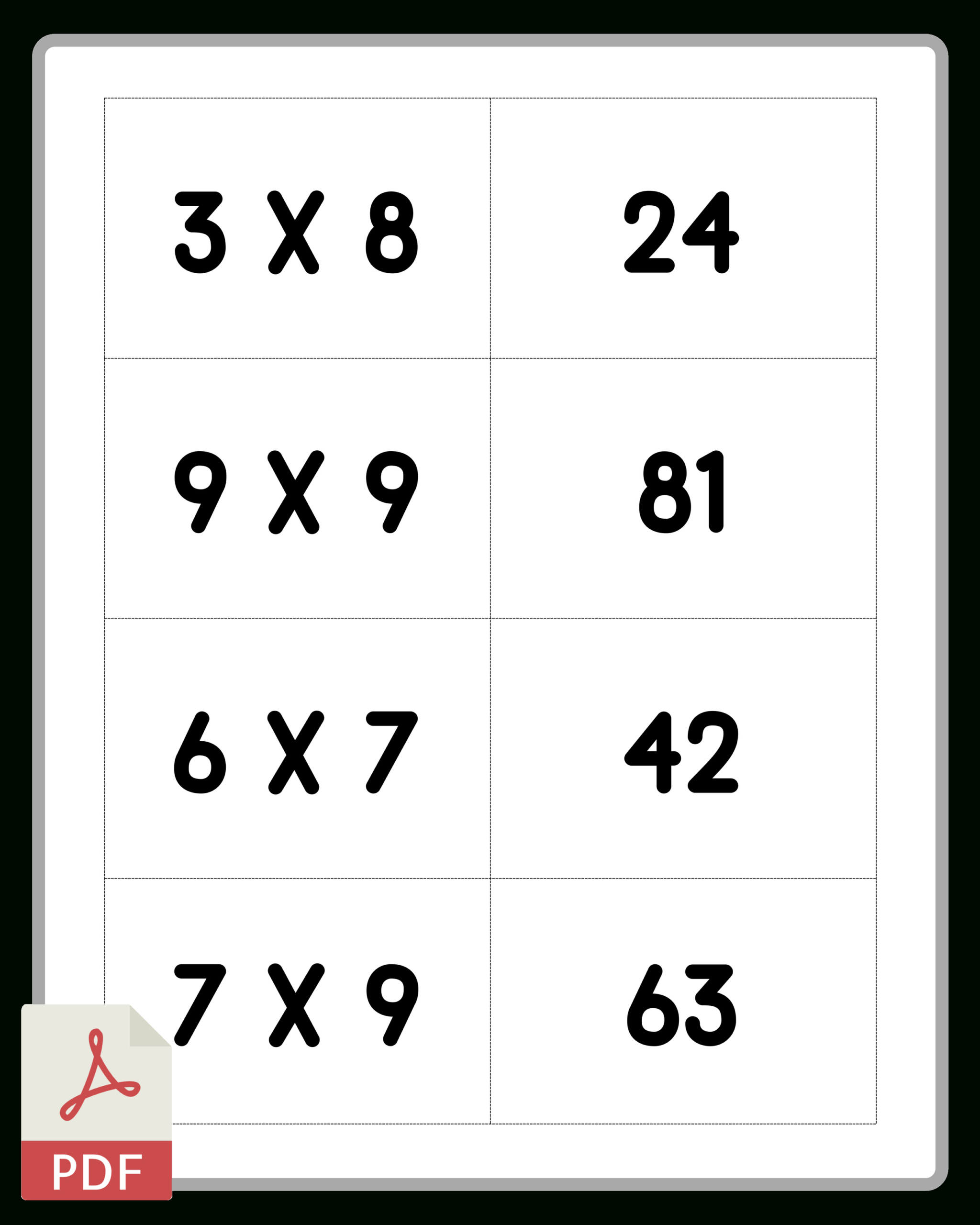 Free Multiplication Flash Cards—Printable — Mashup Math for Printable Free Multiplication Flash Cards