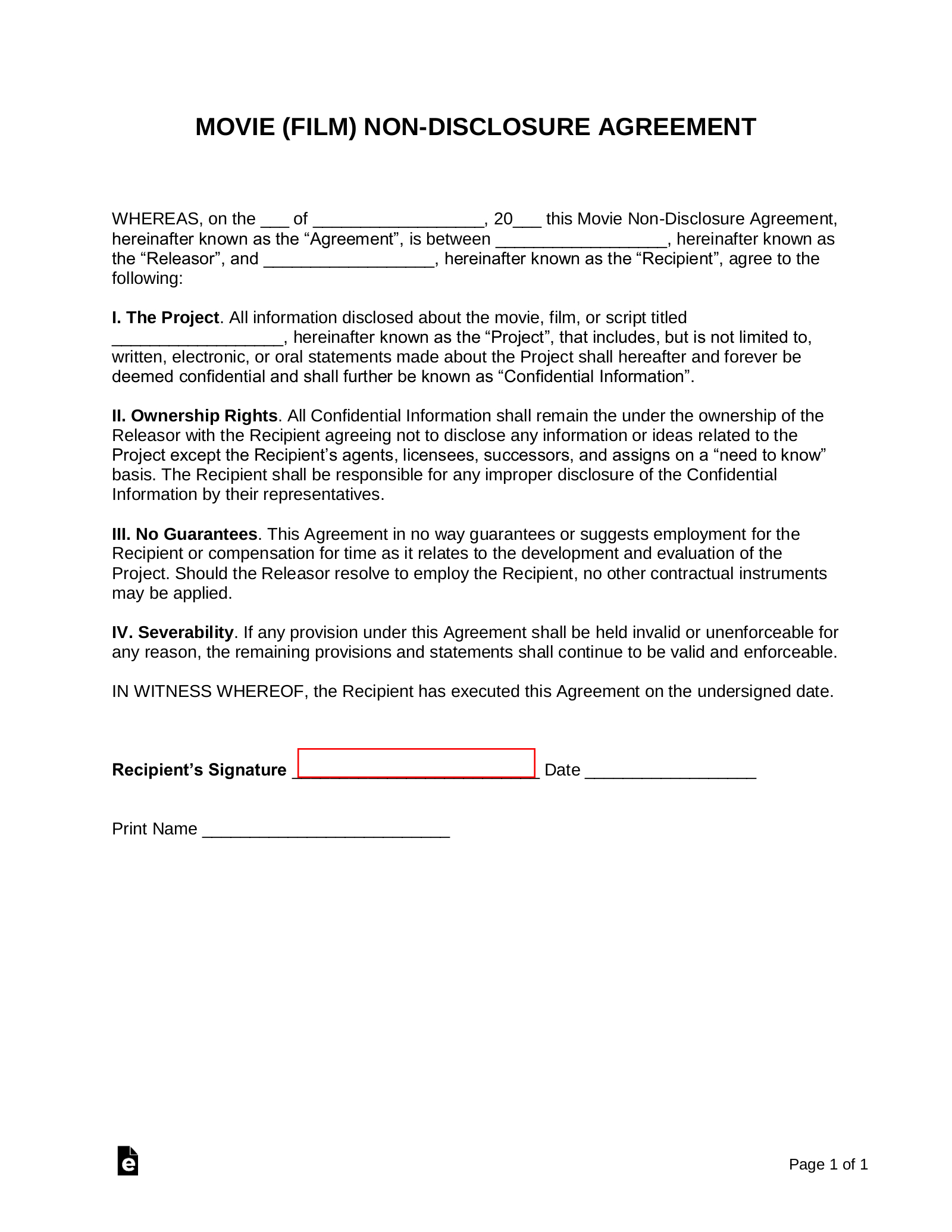 Free Non-Disclosure Agreement (Nda) Templates (21) - Pdf | Word regarding Pdf Free Printable Confidentiality Agreement Form