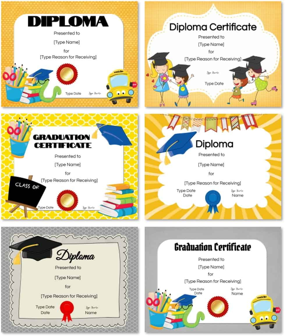 Free Preschool And Kindergarten Graduation Certificate Templates within Printable Free Editable Preschool Certificates