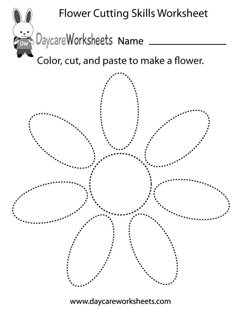 Free Preschool Flower Cutting Skills Worksheet throughout Printable Flower Activities For Preschoolers