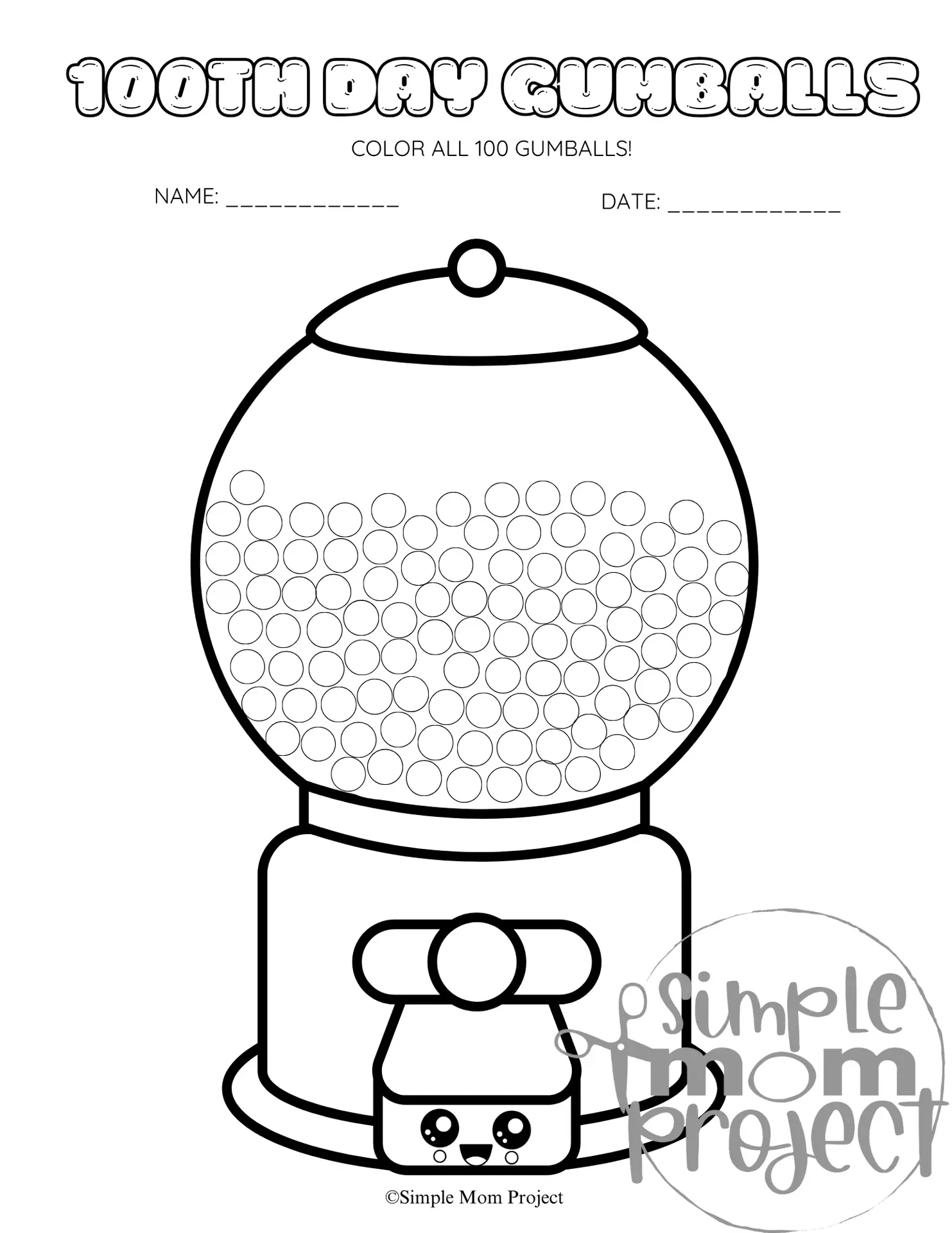 Free Printable 100Th Day Gumball Machine Template - Simple Mom Project with regard to Gumball Machine Printable Free Download