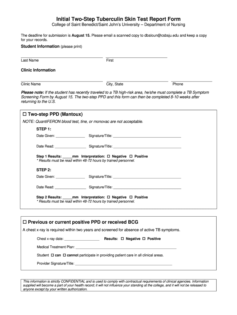 Free Printable 2 Step Tb Test Form Pdf Download: Fill Out & Sign with Printable 2 Step Tb Skin Test Form