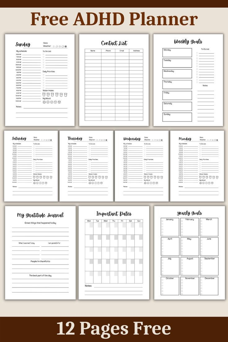 Free Printable Adhd Planner For Adults | Free Adhd Planner within Free Printable Adhd Daily Planner Template