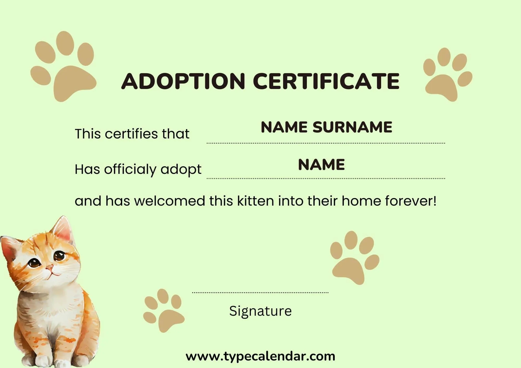 Free Printable Adoption Certificate Templates [Pdf] Pet, Animal with Pet Adoption Certificate Free Printable