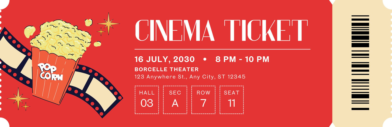 Free, Printable And Customizable Movie Ticket Templates | Canva with regard to Pretend Movie Tickets Printable Free