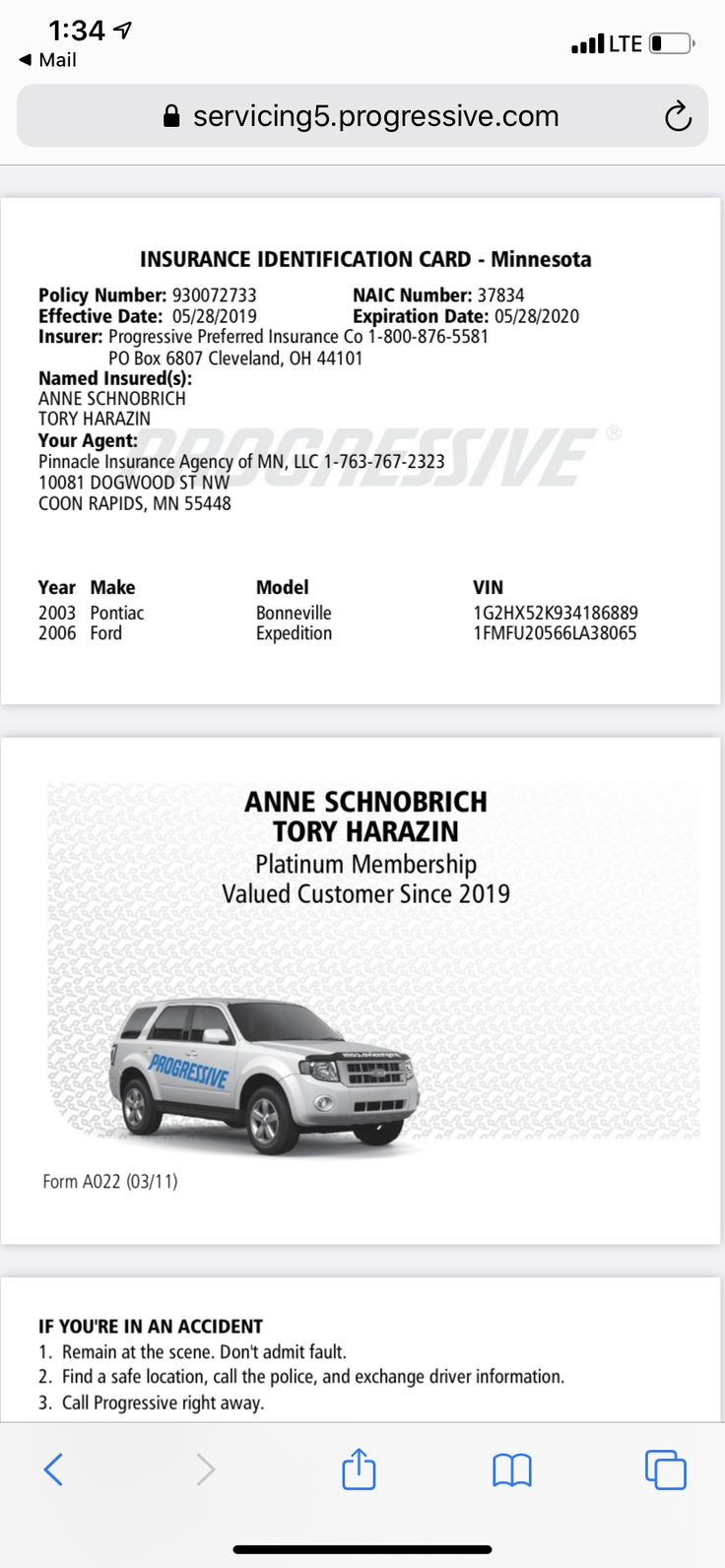 Free Printable Auto Insurance Card Template in Printable Blank Progressive Insurance Card