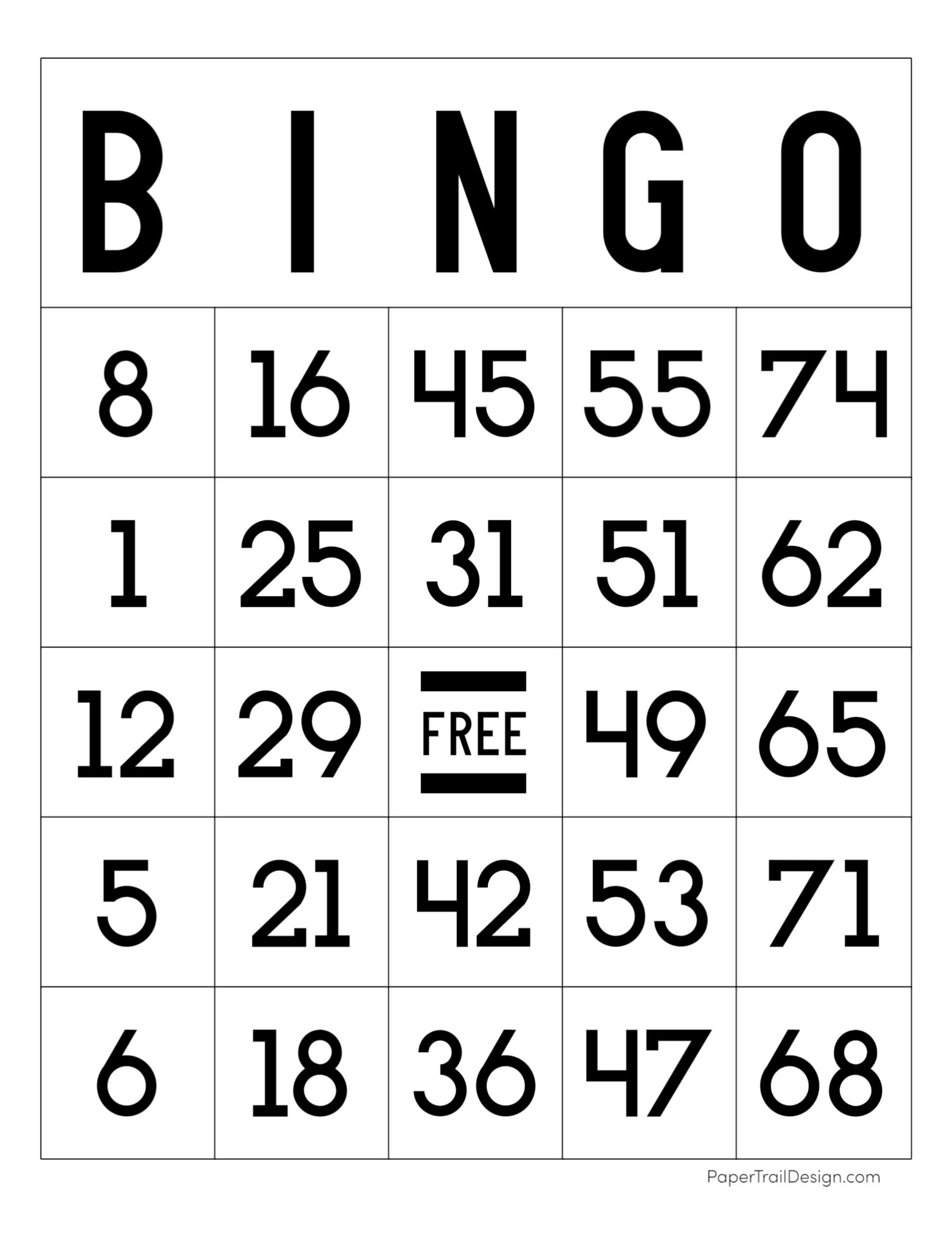 Free Printable Bingo Cards - Paper Trail Design pertaining to Printable Bingo Card Template Free