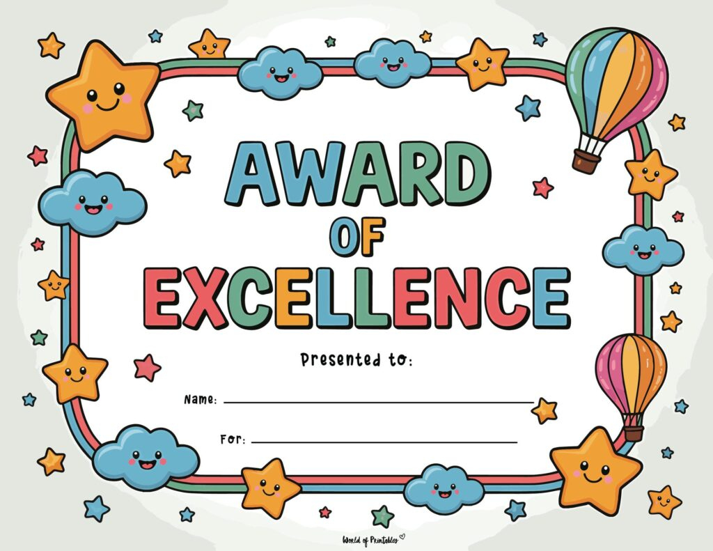 Free Printable Certificate Of Achievement Templates For Kids intended for Free Printable Award Certificates For Students