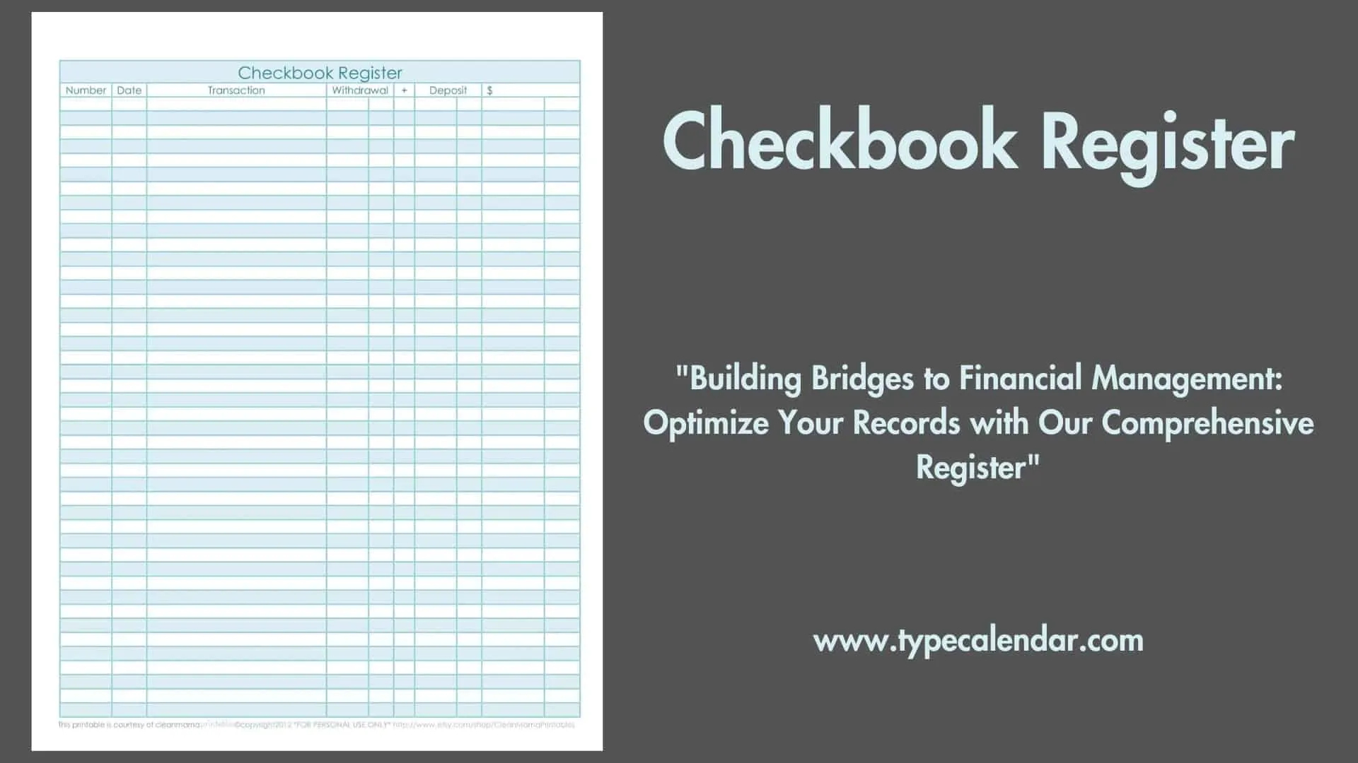 Free Printable Checkbook Register Templates [Pdf, Excel] within Free Printable Check Register