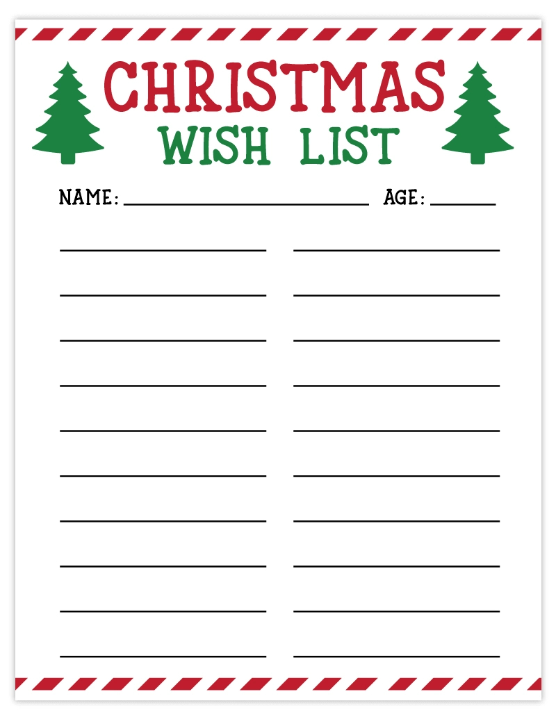 Free Printable Christmas List | Wish List For Kids - Pjs And Paint in Christmas List Template Free Printable