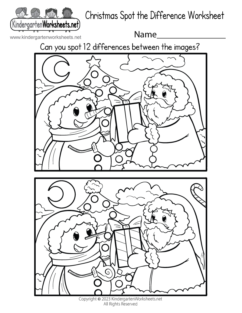 Free Printable Christmas Spot The Difference Worksheet intended for Free Spot The Difference Printable